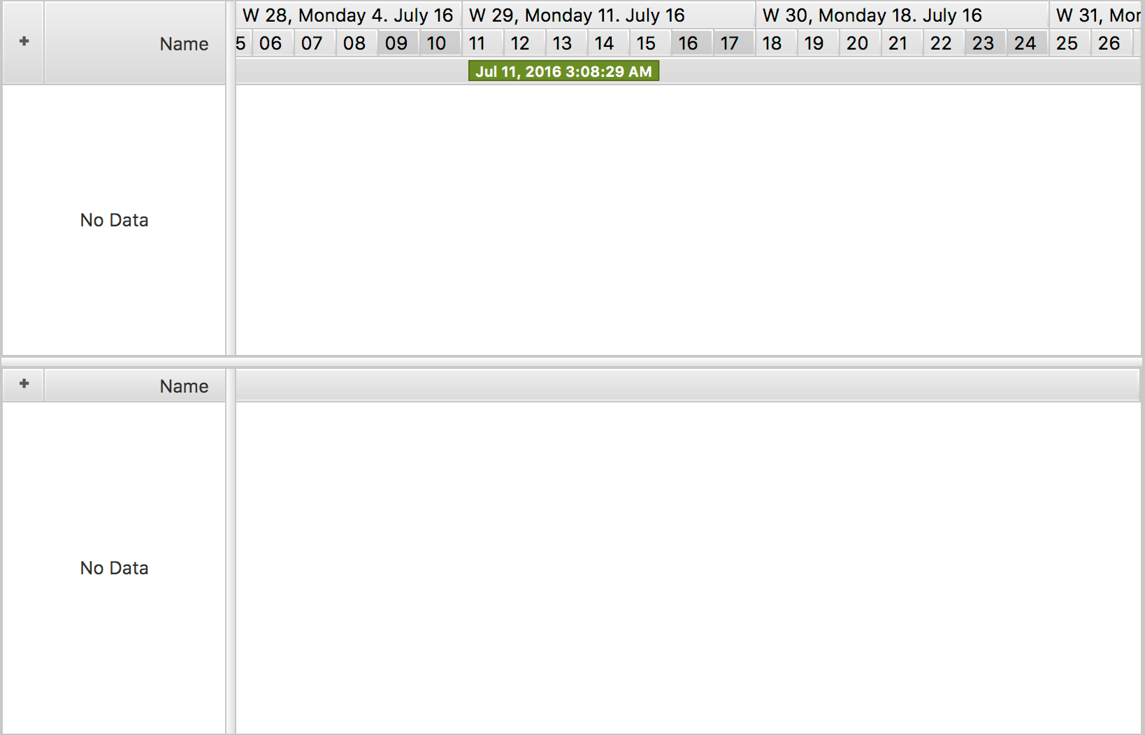 Dual Gantt Chart Container